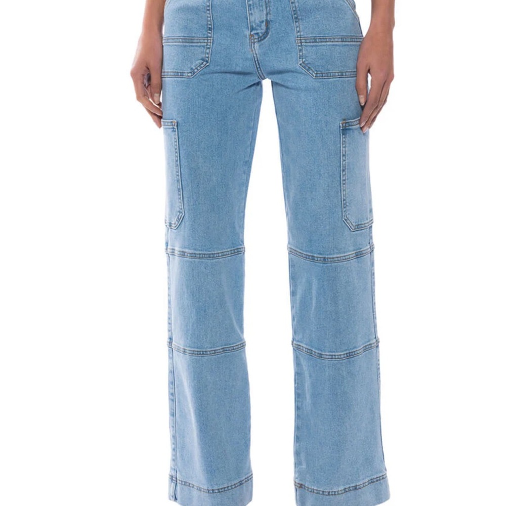 AKIRA Light Blue Wide Leg Utility Jeans